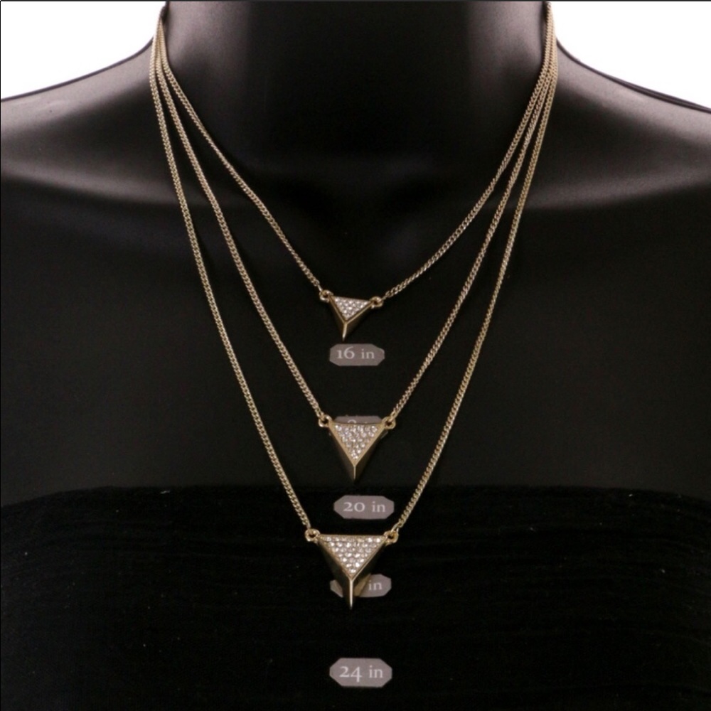 NWOT Express Layered Crystal Necklace - Silver - Picture 2 of 6